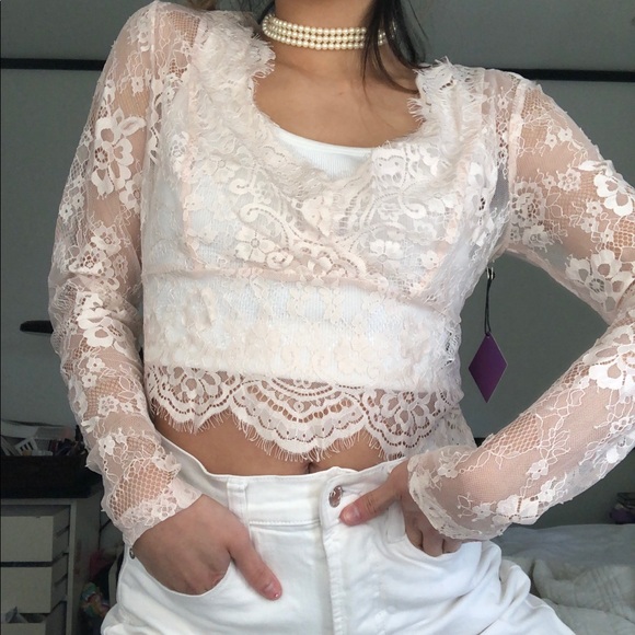 Pink Mesh Lace Top - Picture 2 of 4